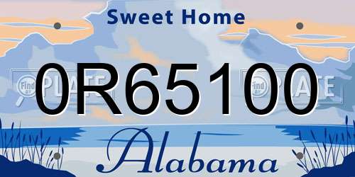 0R65100 Alabama License Plate