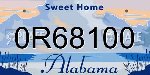 0R68100 Alabama License Plate