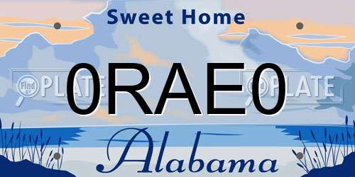 0RAE0 Alabama License Plate