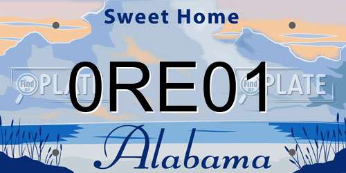 0RE01 Alabama License Plate
