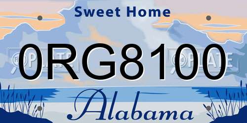 0RG8100 Alabama License Plate