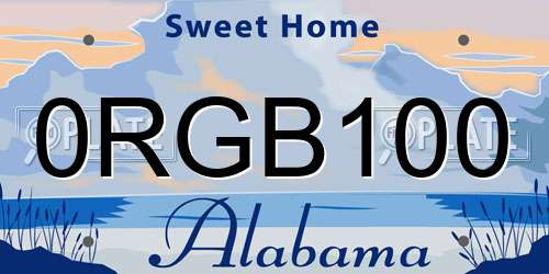 0RGB100 Alabama License Plate