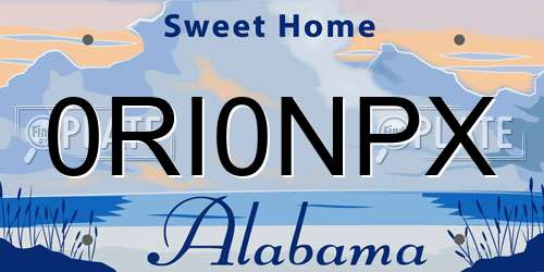 0RI0NPX Alabama License Plate
