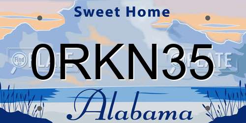 0RKN35 Alabama License Plate