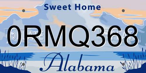 0RMQ368 Alabama License Plate