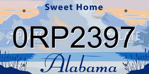 0RP2397 Alabama License Plate