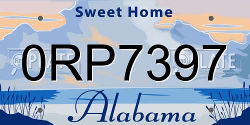 0RP7397 Alabama License Plate