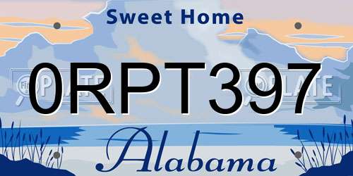 0RPT397 Alabama License Plate