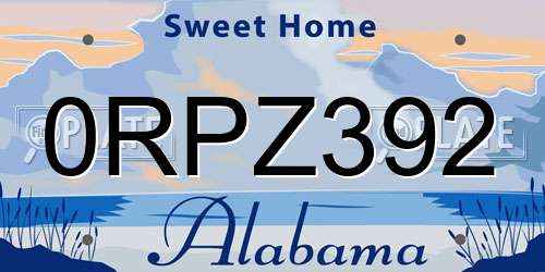 0RPZ392 Alabama License Plate