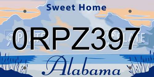 0RPZ397 Alabama License Plate