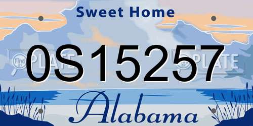 0S15257 Alabama License Plate