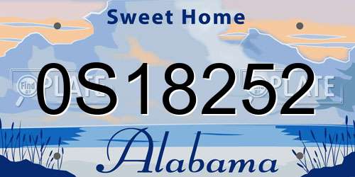 0S18252 Alabama License Plate
