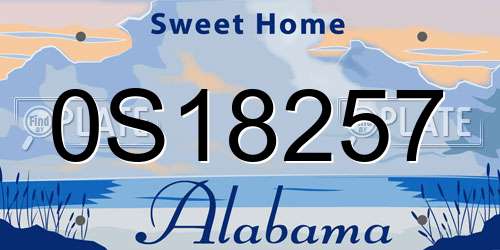 0S18257 Alabama License Plate