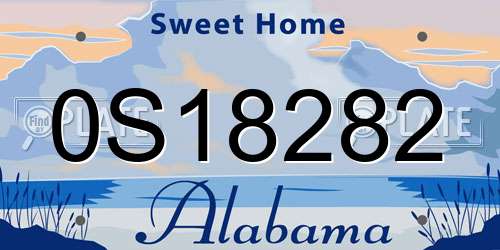 0S18282 Alabama License Plate