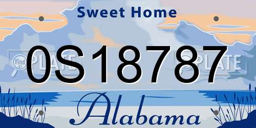 0S18787 Alabama License Plate