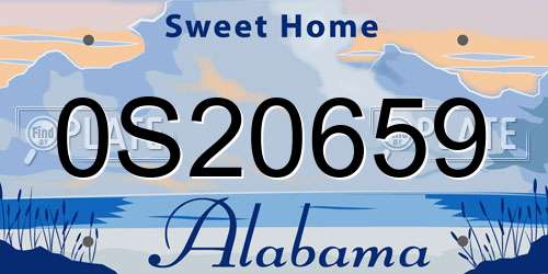 0S20659 Alabama License Plate