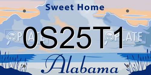 0S25T1 Alabama License Plate