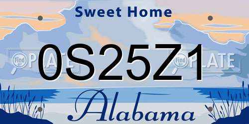 0S25Z1 Alabama License Plate