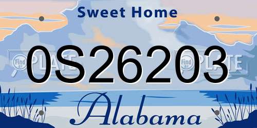 0S26203 Alabama License Plate
