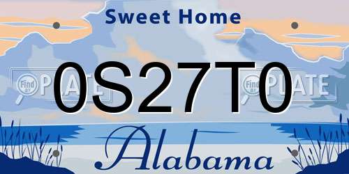 0S27T0 Alabama License Plate