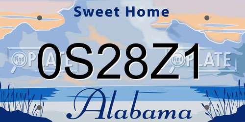 0S28Z1 Alabama License Plate