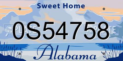0S54758 Alabama License Plate