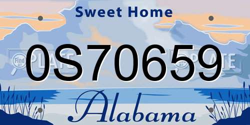 0S70659 Alabama License Plate