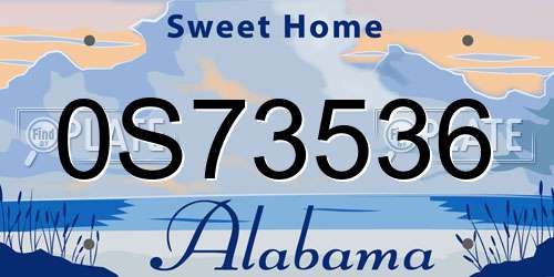 0S73536 Alabama License Plate
