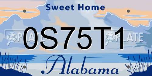 0S75T1 Alabama License Plate