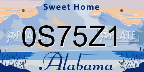 0S75Z1 Alabama License Plate