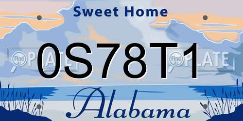 0S78T1 Alabama License Plate