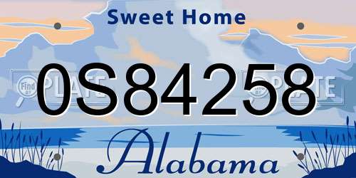0S84258 Alabama License Plate