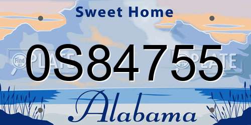 0S84755 Alabama License Plate