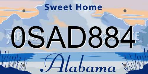 0SAD884 Alabama License Plate
