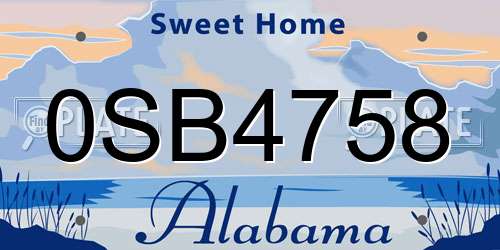 0SB4758 Alabama License Plate