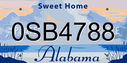 0SB4788 Alabama License Plate