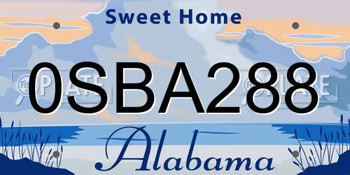 0SBA288 Alabama License Plate