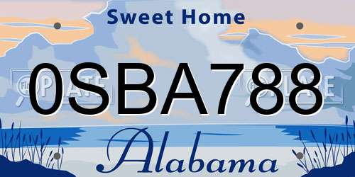 0SBA788 Alabama License Plate