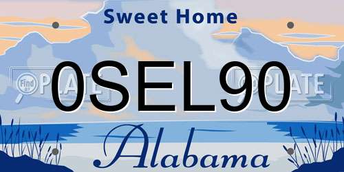 0SEL90 Alabama License Plate