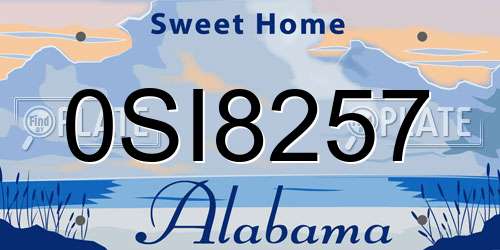 0SI8257 Alabama License Plate