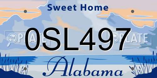 0SL497 Alabama License Plate