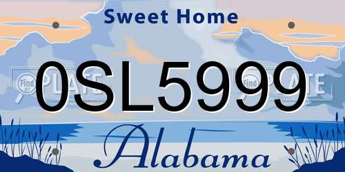 0SL5999 Alabama License Plate