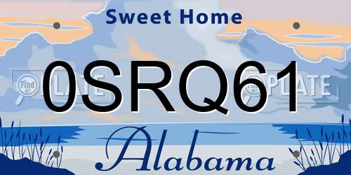 0SRQ61 Alabama License Plate