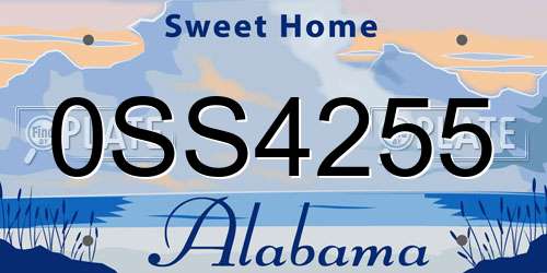 0SS4255 Alabama License Plate