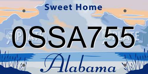 0SSA755 Alabama License Plate