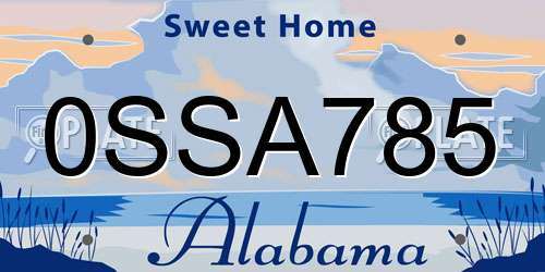 0SSA785 Alabama License Plate