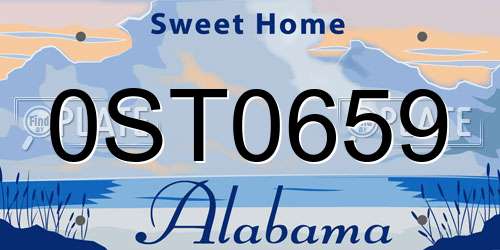 0ST0659 Alabama License Plate