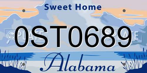 0ST0689 Alabama License Plate