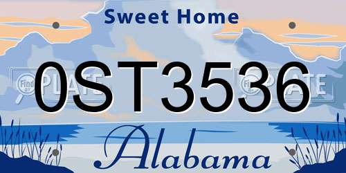 0ST3536 Alabama License Plate