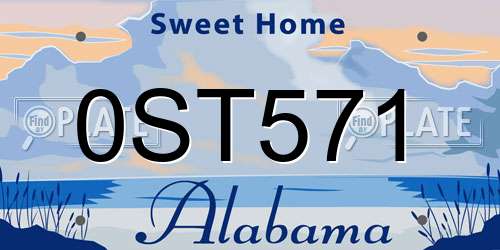 0ST571 Alabama License Plate